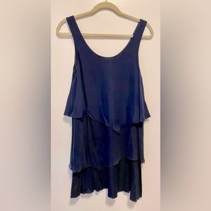 Alice + Olivia sleeveless mini silk chiffon dress, navy